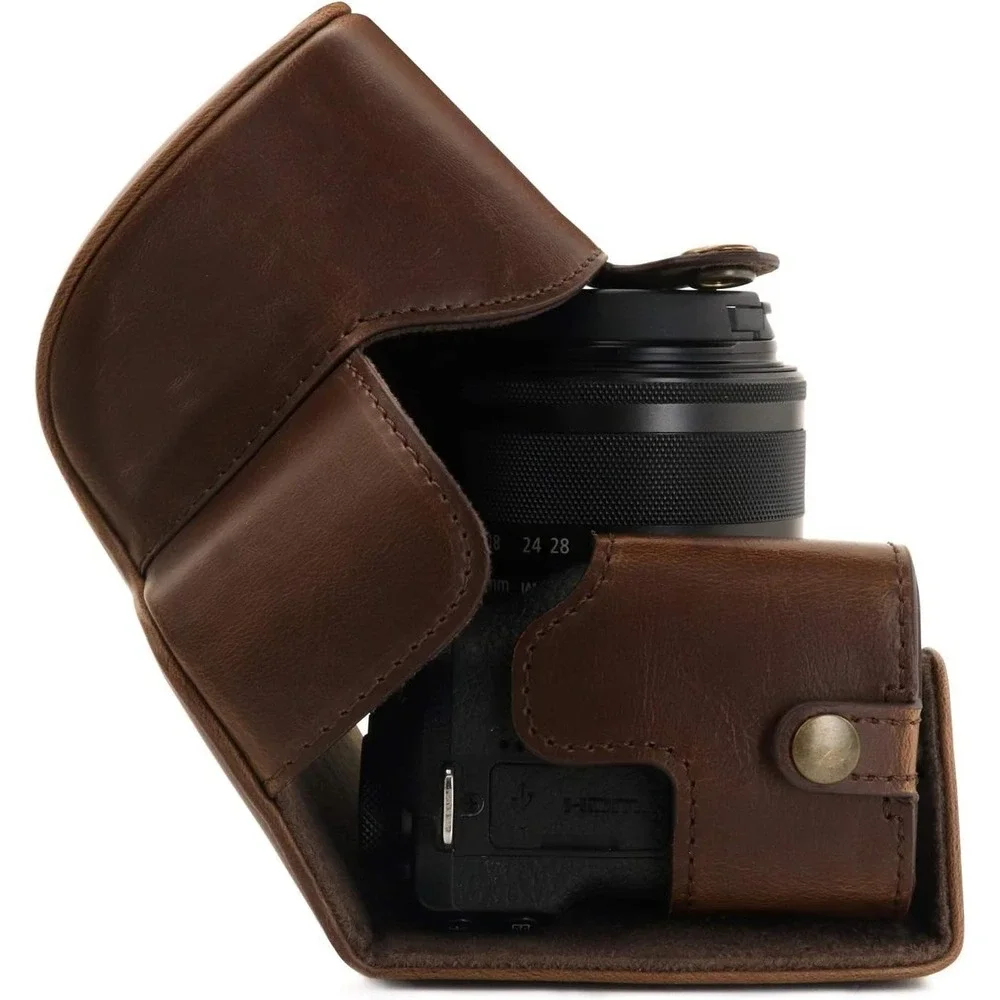 MegaGear MG1751 Case for Canon M6 Mark II with 15-45mm Lens Dark Brown Leather